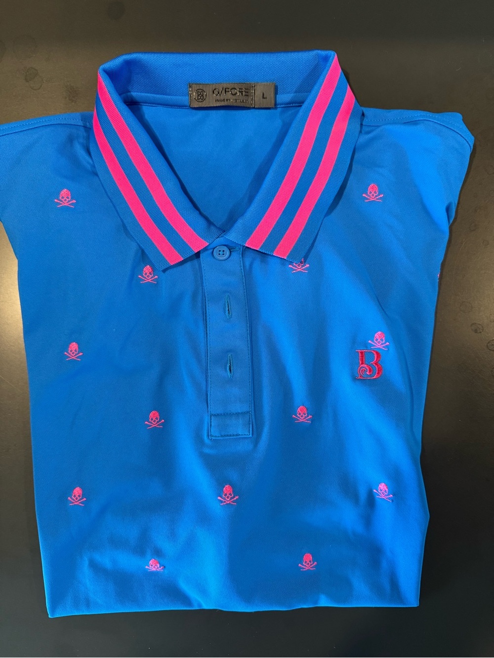 G/FORE Bright Blue Polo with Pink Accent